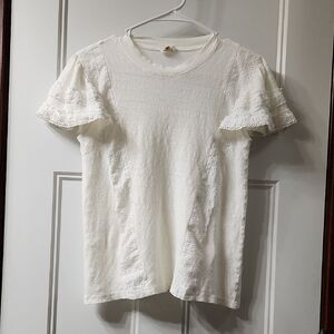 POL White Lace Ruffle Sleeve Top - S